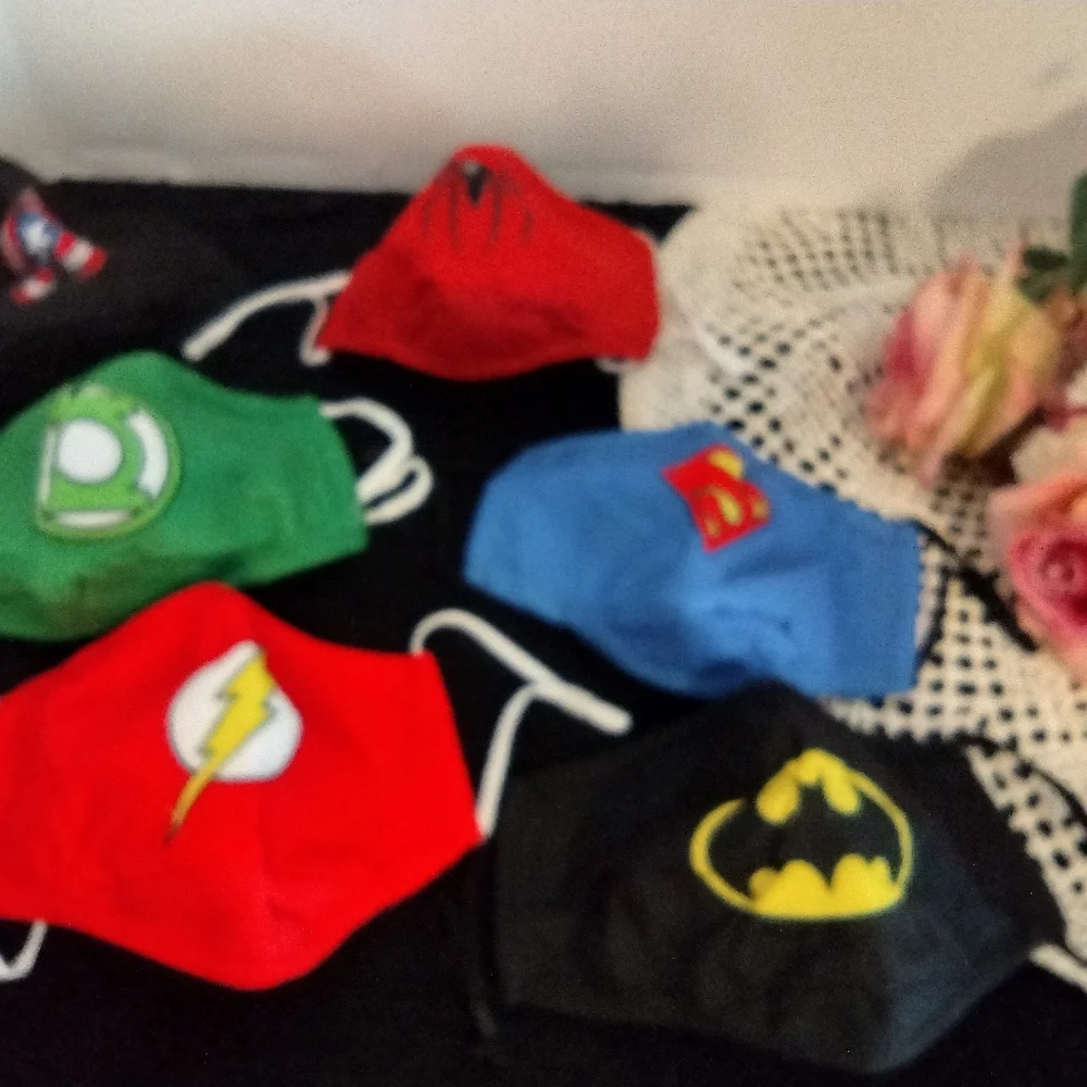 Set of 6 Re-useable Disney Marvel Cloth Kids Facemasks NEW